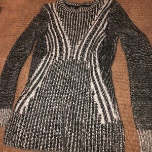 Gray and Black Slim Fitted Sweater